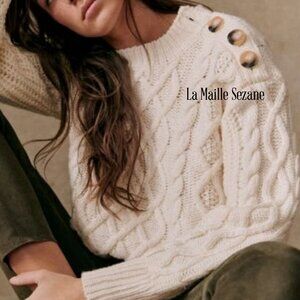 Sezane Off White Cable Knitted Sweater Size Small